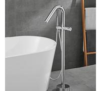 Robinet Baignoire Ilot Pivotant À 360° 2 Modes Mitigeur De Baignoire Sur Pied Avec Douchette,chrome