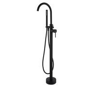 Robinet Baignoire,Robinet De Baignoire Avec Douchette, Pivotant À 360° Bec, 2 Modes De Poignée, Autoportante Mitigeur Robinet Baignoire Ilot Pour Salle De Bain (Noir-A)