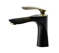 Robinet Bassin Entièrement En Cuivre Robinet Chaud Et Froid Salle De Bain Or Noir Au-Dessus Et Au-Dessous Du Lavabo Du Comptoir Robinet Surélevé, Style Court En Or Noir