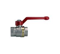 Robinet boisseau sphérique laiton bague FF poignee alu rouge 20x27 PN 40