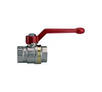 Robinet boisseau sphérique laiton bague FF poignée alu rouge 40x49 PN 40