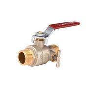 Robinet boisseau sphérique laiton MM à purge 15x21 p,rouge pi PN 20/25