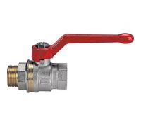 Robinet boisseau sphérique laiton nickele MF 40x49 poignee alu baguee acs