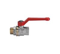 Robinet boisseau sphérique laiton nickele MF 40x49 poignee alu baguee acs