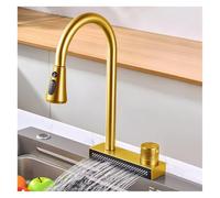 Robinet cascade de cuisine moderne pour poste de travail, robinet extractible en acier inoxydable, pivotant à 360°, avec tuyaux, interface G1/2, pour évier de cuisine domestique (noir, trou unique)