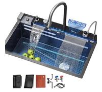 Robinet cascade en acier inoxydable pour grand évier à cuve unique, design multifonctionnel avec motif nid d'abeille, robinet de cuisine durable pour un usage domestique moderne