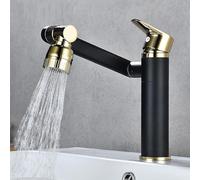 Robinet cascade en cuivre antique - Mélangeur de lavabo chaud et froid de style européen noir pour armoire de salle de bain, design orbe à profil bas, élégant et durable, parfait pour une décoration