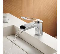 Robinet Cascade Lave Main Monotrou Robinet Salle Bain Sur Plan Tout en Cuivre Mitigeur Lavabo Chaud et Froid,chromé