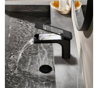 Robinet Cascade Lave Main Monotrou Robinet Salle Bain Sur Plan Tout en Cuivre Mitigeur Lavabo Chaud et Froid,noir