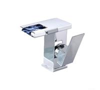 Robinet cascade pour salle de bain, robinet d'évier lumineux à changement de couleur avec lumière LED, commande à poignée unique, sans T (argent)