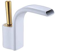 Robinet Cascade Robinet de Salle de Bain Lavabo Lavabo Bec Mitigeur Mitigeur, Corps Haut en Laiton, Bec Rectangulaire, Robinet de Vanité Commercial Vintage (Couleur : 5)