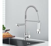 Robinet chromé amovible pour cuisine gastronomique, double sortie, support de pont rotatif, élégant et fonctionnel, parfait pour la cuisine à la maison et la préparation des aliments