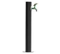 Robinet colonne d'eau de jardin autonome en acier inoxydable pour irrigation et lavage - Noir - 20,5 x 50 cm - Fontaine de jardin élégante et durable.