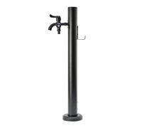 Robinet colonne d'eau de jardin autoportant, distributeur d'eau antigel avec support de tuyau, double sortie pour lavage et arrosage (noir, 1,6 x 66 cm)