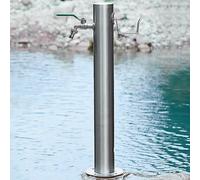Robinet colonne d'eau de jardin extérieur - Fontaine décorative autoportante en acier inoxydable résistant au gel pour l'irrigation (argenté, 20,5 x 86 cm)