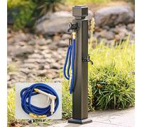 Robinet colonne d'eau d'extérieur - Fontaine de jardin verticale à double sortie avec bouche d'incendie en métal et pistolet pulvérisateur pour irrigation et lavage