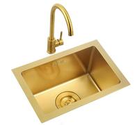 Robinet combiné pour Petits espaces, lavabo en Acier Inoxydable doré, Cuisine compacte sous Plan, Restaurant, Studio (26 x 38 cm)