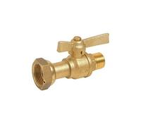 Robinet compteur NF - écrou tournant - Manette papillon verte 2/3-1/3 - MM 3/4"-1/2" -