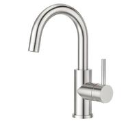 Robinet Crea pour lavabo de salle de bain, nickel brossé, pivotant à 360 degrés, robinet mitigeur, pour cuisine