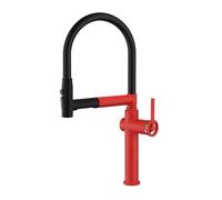 Robinet Cuisine Avec Douchette Extractible, Robinet De Cuisine Avec 3 Types De Jet D'eau, Mitigeur Cuisine Pivotant À 360, Mitigeur Cuisine Chaud Et Froid En Laiton (Rouge)