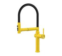 Robinet Cuisine Avec Douchette Extractible, Robinet De Cuisine Avec 3 Types De Jet D'eau, Mitigeur Cuisine Pivotant À 360, Mitigeur Cuisine Chaud Et Froid En Laiton (Jaune)