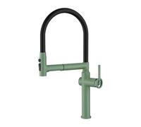 Robinet Cuisine Avec Douchette Extractible, Robinet De Cuisine Avec 3 Types De Jet D'eau, Mitigeur Cuisine Pivotant À 360, Mitigeur Cuisine Chaud Et Froid En Laiton (Vert)