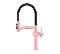 Robinet Cuisine Avec Douchette Extractible, Robinet De Cuisine Avec 3 Types De Jet D'eau, Mitigeur Cuisine Pivotant À 360, Mitigeur Cuisine Chaud Et Froid En Laiton (Rose)