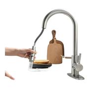 Robinet Cuisine Avec Douchette Robinet de lavabo cuisine argenté, mitigeur monotrou extractible G1/2 for salle bain(BlackA)