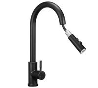 Robinet Cuisine avec Extractible Buse Rallonge 60cm, Douchette Evier Cuisine de Rotatif à 360°, Robinetterie 304 Acier Inoxydable Brossé, 3 Modes de Réglage du Débit D'eau Eau Chaude et Froide Réglabl