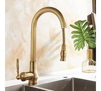 Robinet Cuisine, Bronze Antique Robinet De Cuisine Avec Douchette Extensible, Rotatif à 360° Flexible Mitigeur D'éVier Cuisine, Une Seule Fonction PulvéRisation Robinet D'éVier Cuisine, Robinet Laiton
