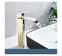 Robinet Cuisine, Cascade Square Square Bassin Robinet En laiton Matériau Surface Deck noircie Installation du bassin d'eau chaud et froid(Golden A)