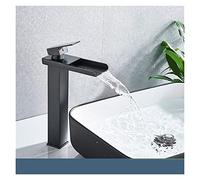 Robinet Cuisine, Cascade Square Square Bassin Robinet En laiton Matériau Surface Deck noircie Installation du bassin d'eau chaud et froid(Black Bronze D)