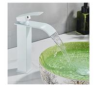 Robinet Cuisine, Cascade Square Square Bassin Robinet En laiton Matériau Surface Deck noircie Installation du bassin d'eau chaud et froid(blanc)