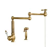 Robinet Cuisine D'évier Pliable à Montage sur Pont, Remplisseur de Pot évier Pliable en Laiton Massif, Robinet D'évier Chaud et Froid, Deux Poignées, Pliable et Extensible