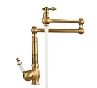 Robinet Cuisine D'évier Pliable à Montage sur Pont, Remplisseur de Pot évier Pliable en Laiton Massif, Robinet D'évier Chaud et Froid, Deux Poignées, Pliable et Extensible