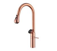 Robinet Cuisine Douchette Extensible, Mitigeur Cuisine avec Affichage LED Température et Pulvérisateur Escamotable 3 Modes, Rotatif à 360° Robinet Évier à Arc Élevé, Or Rose