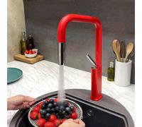 Robinet Cuisine Douchette Poignée Unique Rotation 360° Mitigeur Evier Cuisine en Laiton,rouge