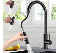 Robinet Cuisine Extractible avec Base Amovible, Norme G3/8" EU Mitigeur Cuisine Chaud et Froid en Acier Inoxydable, Rotatif à 360°Mitigeur Evier Cuisine Librement Mitigeur (Noir)