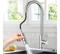 Robinet Cuisine Extractible avec Base Amovible, Norme G3/8" EU Mitigeur Cuisine Chaud et Froid en Acier Inoxydable, Rotatif à 360°Mitigeur Evier Cuisine Librement Mitigeur (Noir-V3)