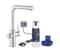 Grohe Blue Pure Minta Robinet pour évier de cuisine, douchette amovible, avec filtre 5 phases taille S et compteurs, chrome