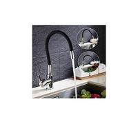 Robinet cuisine mitigeur bec haut orientable librement mobile robinet monotrou pour evier de cuisine en laiton chromé et noir