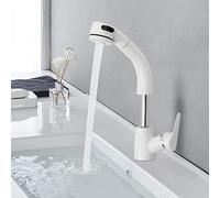 Robinet Cuisine Mitigeur Cuisine Robinet Evier de Cuisine Extractible Rotation 360° Température Réglable en Hauteur,Deux Modes de Sortie d'eau,Convient pour Salle de Bain, Cuisine, Lavabo (Blanc)