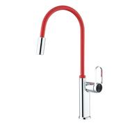 Robinet Cuisine, Mitigeur Cuisine, Robinet Lavabo Avec Douchette Extractible, Robinet Haute Pression Rotatif À 360 °, Aérateur D'économie D'eau, Mélangeur Chaud Et Froid (Red)
