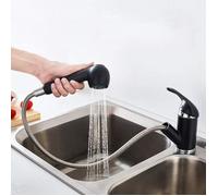 Robinet Cuisine Mitigeur Evier avec Douchette Extractible 2 Jets au Choix en Cuivre Chormé Eau Froid et Eau Chaude NOIR