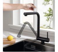 Robinet Cuisine Noir,Mitigeur Cuisine Rabattable Sous Fenêtre,Robinet de Cuisine avec Haut Bec Pivotant à 360°et Démarrage,(noir)