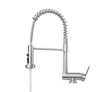 Robinet Cuisine Rabattable Douchette, Mitigeur Cuisine Rabattable Flexible Cuisine,Inox 304 Brossé Pivotant 360°, Robinet De Cuisine Rabattable