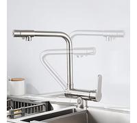 Robinet Cuisine Rabattable Robinet 3 Voies Osmoseur Robinet Double Sortie Cuisine Robinet de Cuisine avec Sortie Eau Filtrée pour Eau Potable Brossé Mode Unique