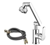 Robinet Cuisine Rabattable Robinet rotatif universel à double mode, bras mécanique for lavabo, cuisine, salle de bain, eau chaude et froide, ménager(Silver 60CM)