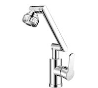 Robinet Cuisine Rabattable Robinet rotatif universel à double mode, bras mécanique for lavabo, cuisine, salle de bain, eau chaude et froide, ménager(Silver)