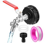 Robinet Cuve 1000l, 1/2" Adaptateur de Réservoir IBC en Laiton | Raccord Cuve 1000 Litres,Robinet de Jardin avec Adaptateur en Laiton,S60X6 IBC Robinet Cuve pour Robinet de Jardin